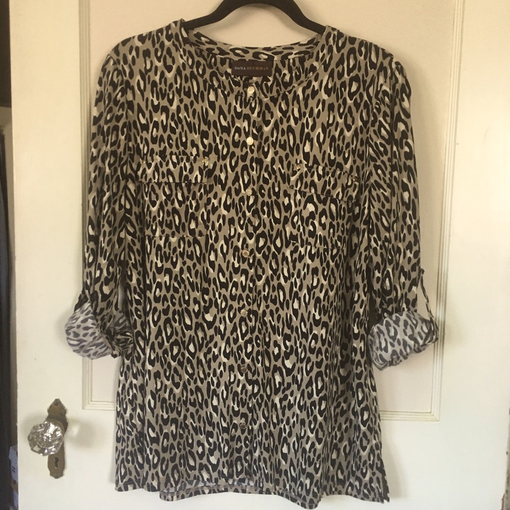 Dana Buchman blouse, animal print, large